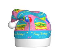 Bonnet de Noël en peluche Happy Birthday - Accessoire de costume festif - Doux au toucher - Parfait pour Noël et fêtes de fin d'année.