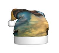 Bonnet de Noël en peluche pour adulte Motif coucher de soleil WHJSHOP à Barcelone avec toucher doux pour fête de Noël Convient pour homme et femme