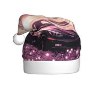 Bonnet de Noël en peluche pour adulte Motif voiture de sport HJFCZH au bord de la mer Doux et confortable pour les fêtes danses Halloween