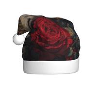 Bonnet de Noël en peluche pour adulte Motif WHJSHOP loup parmi les roses rouges avec toucher doux pour fête de Noël