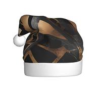 Bonnet de Noël en peluche pour adulte Motif WHJSHOP noir et doré avec motif de pierre douce au toucher pour fête de Noël