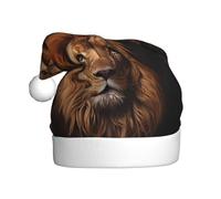 Bonnet de Noël en peluche pour adulte Motif WHJSHOP The Lion Gaze doux et confortable pour les fêtes, danses d'Halloween