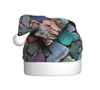Bonnet de Noël en peluche pour adulte WHJSHOP coloré avec motif de pierres d'amour douces au toucher pour fête de Noël