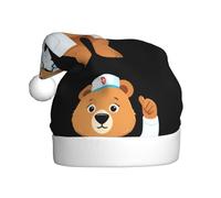 Bonnet de Noël en peluche pour adulte WHJSSF Beau Docteur Ours imprimé doux et confortable pour les fêtes, danses d'Halloween