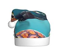 Bonnet de Noël en peluche pour adulte WHJSSF imprimé tortue de mer douce et confortable pour les fêtes, danses d'Halloween