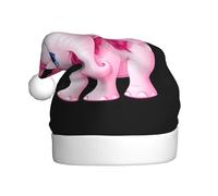 Bonnet de Noël en peluche pour adulte WHJSSF Petit éléphant rose avec un nœud imprimé doux et confortable pour les fêtes, danses d'Halloween