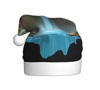 Bonnet de Noël en peluche pour adulte YYHWHJDE arc-en-ciel sous la cascade avec impression douce au toucher pour fête de Noël