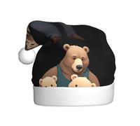 Bonnet de Noël en peluche pour adulte YYHWHJDE The Friendly Bear Family Print avec toucher doux pour fête de Noël