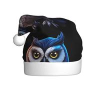 Bonnet de Noël en peluche pour adulte YYHWHJDE The Owl That Never Sleeps avec impression douce au toucher pour fête de Noël