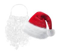 Bonnet de Noël et barbe, accessoires de costume de Père Noël | Barbe blanche artificielle et bonnet de Père Noël comme décoration de costume de Noël pour hommes et femmes