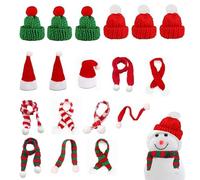 Bonnet de Noel Miniature 18 Pcs, Mini Bonnet et Echarpe de Noel Set, Mini Chapeau de Noël, Mini Bonnet Tricoté de Noël, pour Décor de Fête de Noël, Décoration de Bouteille et Décoration de Table