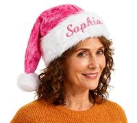 Bonnet de Noël personnalisé avec broderie pour adultes, idéal comme chapeau de Père Noël sur mesure avec inscription de nom ou vœux,doux unisexe pour les célébrations familiales la saison festive