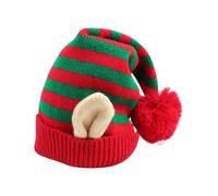Bonnet De Noël - Tricoté 46x22cm | Chapeau Rayé Festif Avec Chapeau Doux De Père Noël Nain D’oreille | Accessoire De Célébration De Cosplay, Événement De Vacances Amusant, Festival À Domicile, Réunion