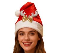 Bonnet de Noël - Utilisations étendues Chapeau de Père Noël Unisexe Adulte Chapeaux de fête avec corne de renne pour femmes Garçons Filles Adolescents Anniversaire W nd Nouvel An