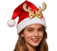 Bonnet de Noël - Utilisations étendues Chapeau de Père Noël Unisexe Adulte Chapeaux de fête avec corne de renne pour femmes Garçons Filles Adolescents Anniversaire W nd Nouvel An
