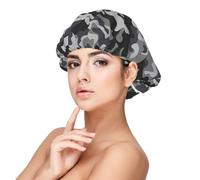 Bonnet de nuit à imprimé camouflage abstrait pour femme pour protéger les cheveux, bonnet de nuit confortable pour cheveux bouclés et longs, noir, taille unique