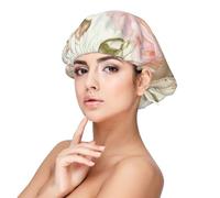 Bonnet de nuit en satin avec imprimé roses rouges pour adulte, maintient la coiffure et assure un sommeil confortable, 33 cm, noir, taille unique