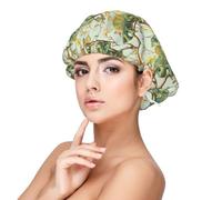 Bonnet de nuit en satin de soie pour femme endormie, double couche réglable, pour cheveux bouclés Vert caméléon
