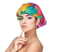 Bonnet de nuit en satin doux pour femme - Imprimé à pois multicolores, réglable et respirant pour cheveux longs, idéal pour l'heure du coucher, le soin des cheveux et un sommeil confortable, noir
