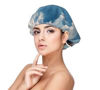 Bonnet de nuit en satin doux pour femme - Imprimé bateau et nuage, réglable et respirant pour cheveux longs, idéal pour l'heure du coucher, le soin des cheveux et un sommeil confortable, noir, taille
