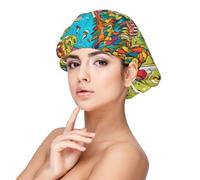 Bonnet de nuit en satin doux pour femme - Imprimé carte colorée, réglable et respirant pour cheveux longs, idéal pour l'heure du coucher, les soins capillaires et un sommeil confortable, noir, taille