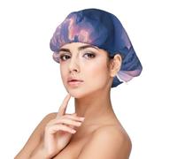 Bonnet de nuit en satin doux pour femme - Imprimé ciel éthéré, réglable et respirant pour cheveux longs, idéal pour l'heure du coucher, le soin des cheveux et un sommeil confortable, noir, taille