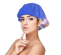 Bonnet de nuit en satin doux pour femme - Imprimé ciel serein, réglable et respirant pour cheveux longs, idéal pour l'heure du coucher, le soin des cheveux et un sommeil confortable, noir, taille