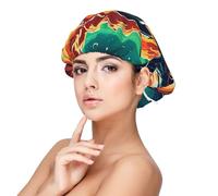 Bonnet de nuit en satin doux pour femme - Imprimé comète, réglable et respirant pour cheveux longs, idéal pour l'heure du coucher, le soin des cheveux et un sommeil confortable, noir, taille unique