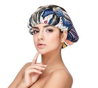 Bonnet de nuit en satin doux pour femme - Imprimé cœur, réglable et respirant pour cheveux longs, idéal pour l'heure du coucher, le soin des cheveux et un sommeil confortable, noir, taille unique
