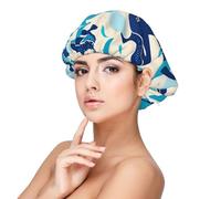 Bonnet de nuit en satin doux pour femme - Imprimé dauphin serein, réglable et respirant pour cheveux longs, idéal pour l'heure du coucher, le soin des cheveux et un sommeil confortable, noir, taille