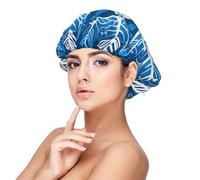 Bonnet de nuit en satin doux pour femme - Imprimé flocon de neige de Noël bleu, réglable et respirant pour cheveux longs, idéal pour l'heure du coucher, le soin des cheveux et un sommeil confortable