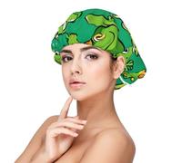 Bonnet de nuit en satin doux pour femme - Imprimé grenouille couronne, réglable et respirant pour cheveux longs, idéal pour l'heure du coucher, le soin des cheveux et un sommeil confortable, noir