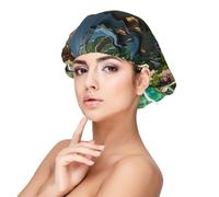 Bonnet de nuit en satin doux pour femme - Imprimé havre de paix, réglable et respirant pour cheveux longs, idéal pour l'heure du coucher, le soin des cheveux et un sommeil confortable, noir, taille