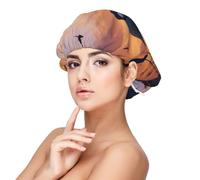 Bonnet de nuit en satin doux pour femme - Imprimé hibou mignon, réglable et respirant pour cheveux longs, idéal pour l'heure du coucher, le soin des cheveux et un sommeil confortable, noir, taille