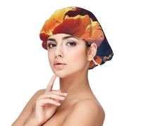 Bonnet de nuit en satin doux pour femme - Imprimé horizon Ember Horizon, réglable et respirant pour cheveux longs, idéal pour l'heure du coucher, le soin des cheveux et un sommeil confortable, noir