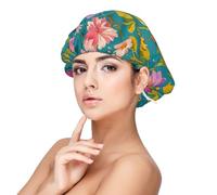 Bonnet de nuit en satin doux pour femme - Imprimé jardin enchanté, réglable et respirant pour cheveux longs, idéal pour l'heure du coucher, le soin des cheveux et un sommeil confortable, noir, taille