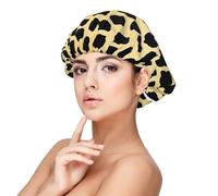 Bonnet de nuit en satin doux pour femme - Imprimé léopard féroce, réglable et respirant pour cheveux longs, idéal pour l'heure du coucher, le soin des cheveux et un sommeil confortable, noir, taille