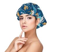 Bonnet de nuit en satin doux pour femme - Imprimé mer marine, réglable et respirant pour cheveux longs, idéal pour l'heure du coucher, le soin des cheveux et un sommeil confortable, noir, taille