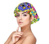 Bonnet de nuit en satin doux pour femme - Imprimé monstre coloré de dessin animé, réglable et respirant pour cheveux longs, idéal pour l'heure du coucher, le soin des cheveux et un sommeil confortable