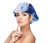 Bonnet de nuit en satin doux pour femme - Imprimé papillon étoilé bleu galaxie, réglable et respirant pour cheveux longs, idéal pour l'heure du coucher, le soin des cheveux et un sommeil confortable