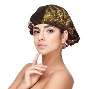 Bonnet de nuit en satin doux pour femme - Imprimé Père Noël, réglable et respirant pour cheveux longs, idéal pour l'heure du coucher, le soin des cheveux et un sommeil confortable, noir, taille unique