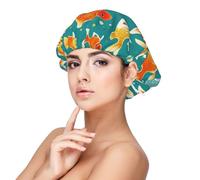 Bonnet de nuit en satin doux pour femme - Imprimé poisson rouge éclatant, réglable et respirant pour cheveux longs, idéal pour l'heure du coucher, le soin des cheveux et un sommeil confortable, noir