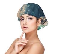 Bonnet de nuit en satin doux pour femme - Imprimé rivages énigmatiques, réglable et respirant pour cheveux longs, idéal pour l'heure du coucher, le soin des cheveux et un sommeil confortable, noir
