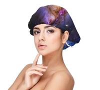 Bonnet de nuit en satin doux pour femme - Imprimé univers galaxie étoile spatiale, bonnet de nuit réglable et respirant pour cheveux longs, idéal pour l'heure du coucher, le soin des cheveux et un