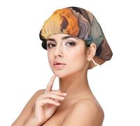 Bonnet de nuit en satin doux pour femme - Plage avec imprimé coucher de soleil, réglable et respirant pour cheveux longs, idéal pour l'heure du coucher, le soin des cheveux et un sommeil confortable