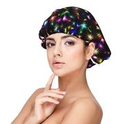 Bonnet de nuit en satin imprimé brillant coloré pour adulte, maintient la coiffure et assure un sommeil confortable, 33 cm, noir, taille unique