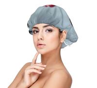 Bonnet de nuit en satin imprimé cerises rouges pour adulte, maintient la coiffure et assure un sommeil confortable, 33 cm, noir, taille unique