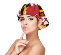 Bonnet de nuit en satin imprimé drapeau du Maryland pour adulte, maintient la coiffure et assure un sommeil confortable, noir 33 cm, noir, taille unique