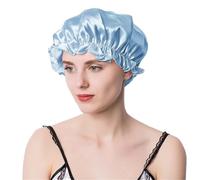 Bonnet de Nuit en Soie Grand bonnet de nuit en soie for femmes, bonnets for cheveux, couvre-têtes(Blue,M 56-58CM)