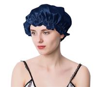 Bonnet de Nuit en Soie Grand bonnet de nuit en soie for femmes, bonnets for cheveux, couvre-têtes(Dark blue,M 56-58CM)